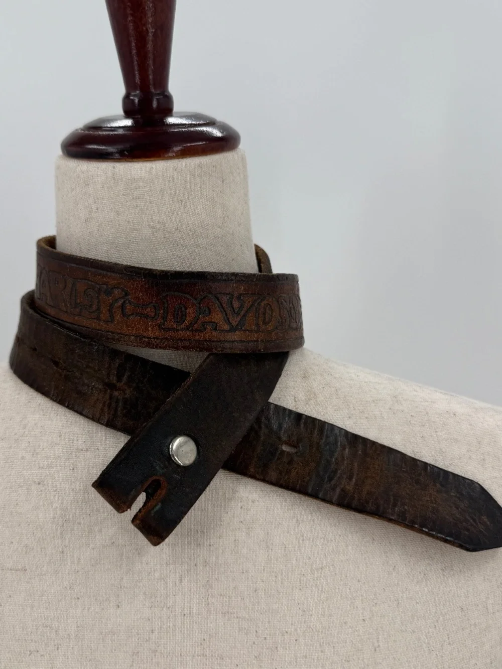 Vintage Hand Tooled Leather Belt Embossed Harley Davidson Eagle Biker 38.5